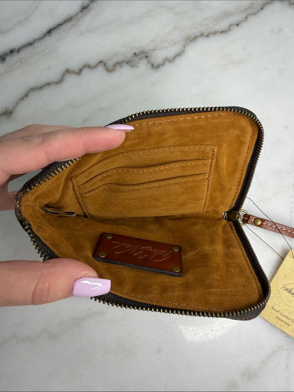 Patricia Nash Cognac Leather Wristlet Wallet - Picture 4 of 5